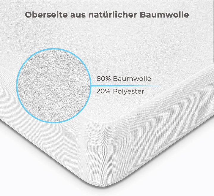wasserdichter Matratzenschoner 90 x 200 cm - atmungsaktive Matratzenauflage 90x200 cm, 90x200 cm