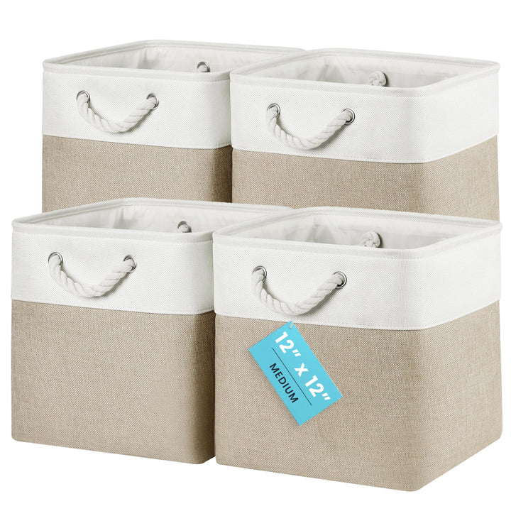 OrganiHaus Aufbewahrungsbox 30x30x30 cm 4er-Set, Stoffwürfel Regalkörbe, Aufbewahrungsbox Stoff, Abl