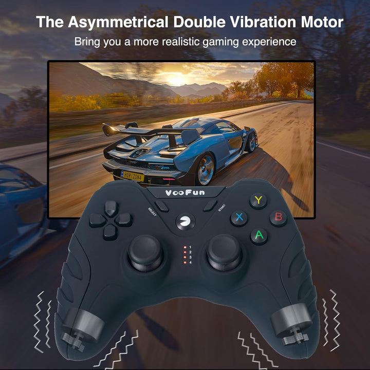 VooFun PC Controller, Wireless PS3 Controller PC Gamepad mit Dual-Vibration, Gaming Controller für P
