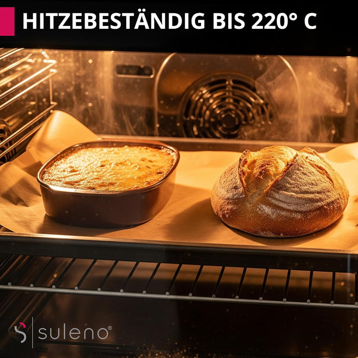 Suleno 3 x Backpapier Rolle, 38 cm x 100 m, Antihaftbeschichtet, Hitzebeständig bis 220 °C, Beidseit