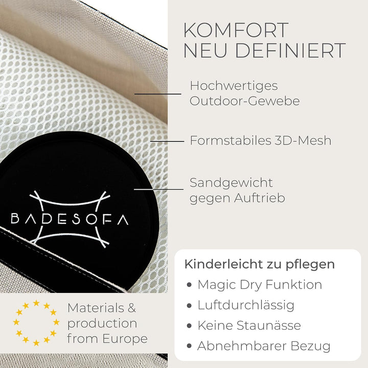 BADESOFA® Badewannen-Kissen L | Premium-Qualität | Bequemes Wannenkissen | Waschbar, Schnelltrocknen