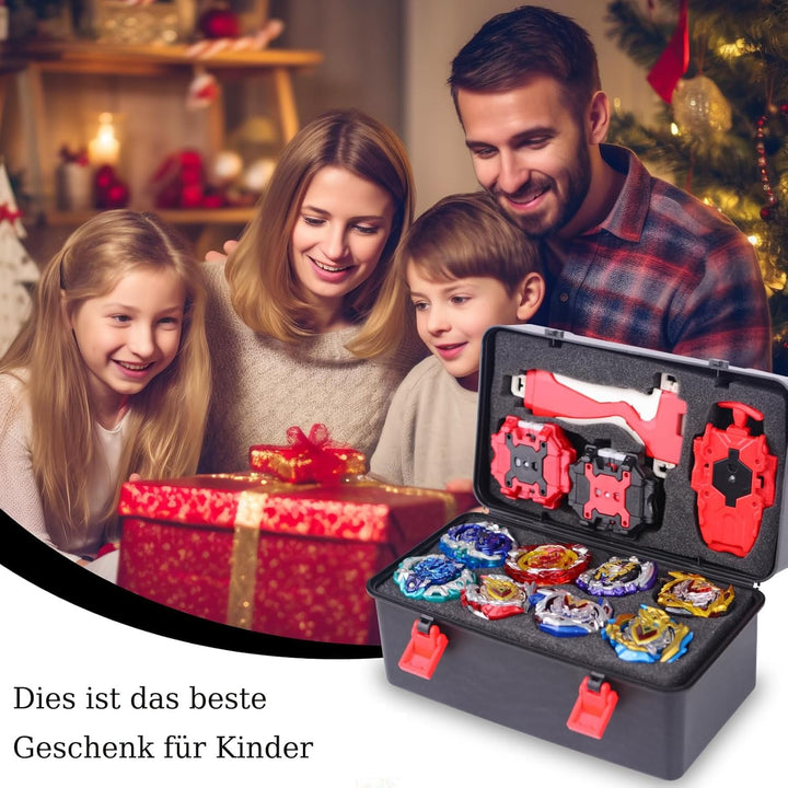 Burst Kreisel Battle Set, 12 Kampfkreisel 2 Launchers 1 Schnur Starter mit Griff, Spinning Top Box,