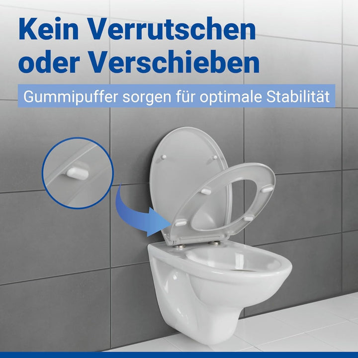 WENKO WC-Sitz Samos Concrete-Grey, hygienischer Toilettensitz mit Absenkautomatik, mit Fix-Clip Hygi