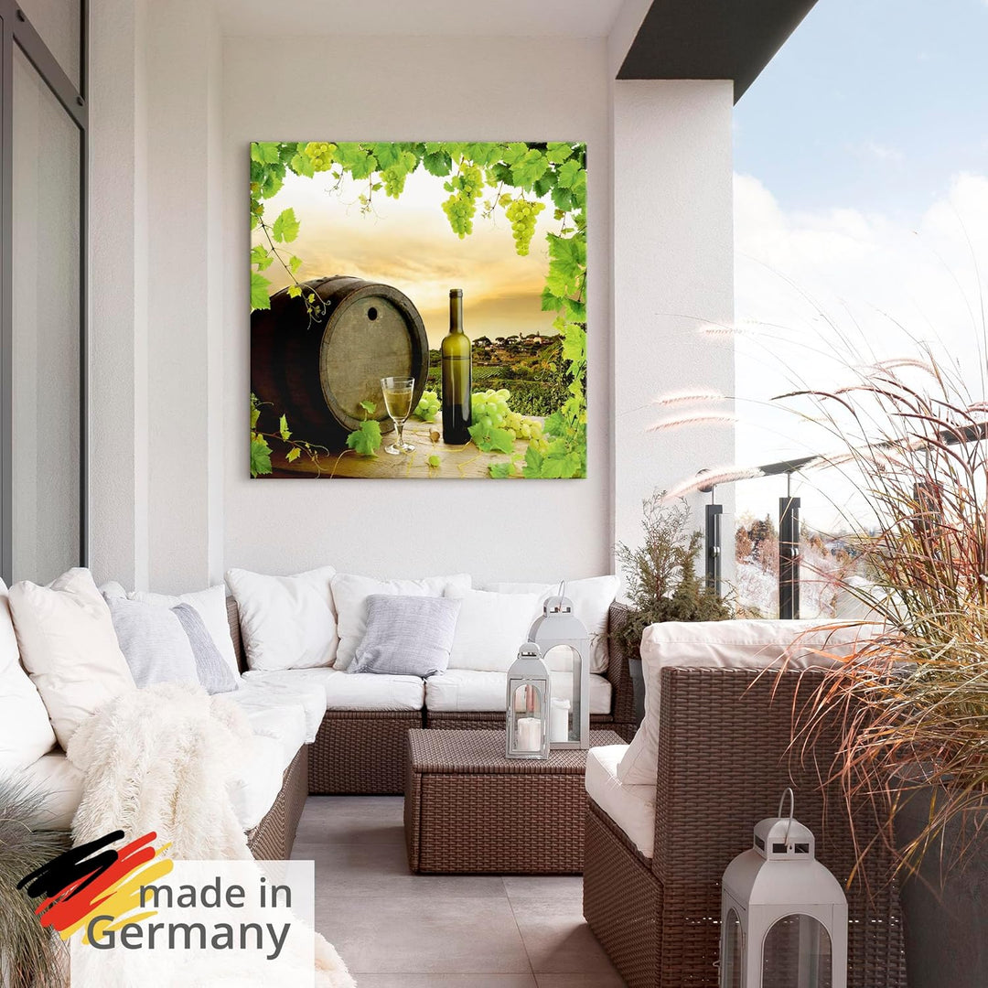 Artland Wandbild Alu für Innen & Outdoor Metall Bild 40x40 cm Quadratisch Landschaft Natur Wein Obst