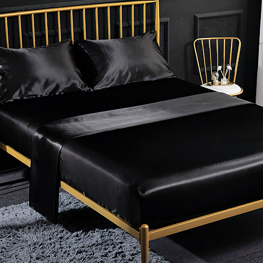 Jemiipee Spannbettuch Einfarbig Satin Glänzend Betttuch Leintuch 160x200 cm für Matratzen bis 35cm S