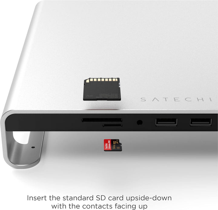 SATECHI Typ-C Aluminium Monitor Stand Hub, mit USB-C Datenport, Micro/SD-Kartensteckplätzen & 3,5mm