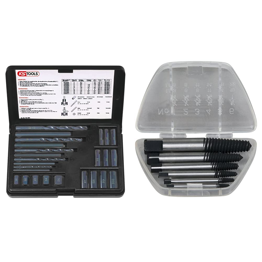 KS Tools 150.1305 Gewindeausdreh-Satz, 25-tlg. & 150.1330 Schrauben-Ausdreher-Satz, 6-tlg. Bundle mi