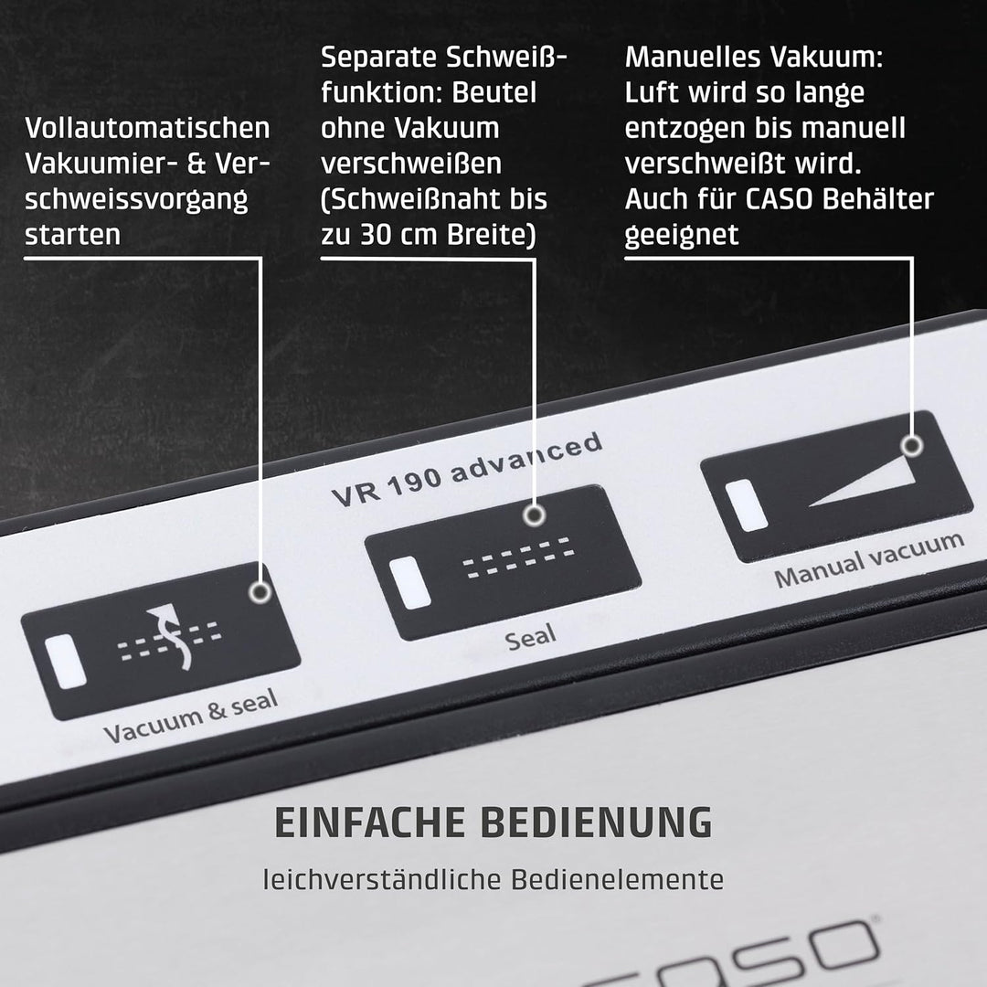 CASO 1520 VR 190 advanced Vakuumierer - Folienschweissgerät mit 2,5 mm starker Schweissnaht, bis zu