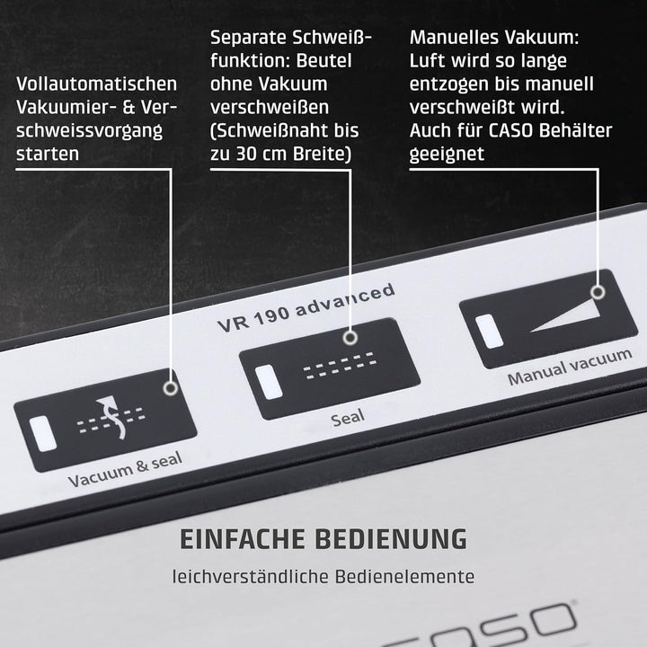CASO 1520 VR 190 advanced Vakuumierer - Folienschweissgerät mit 2,5 mm starker Schweissnaht, bis zu
