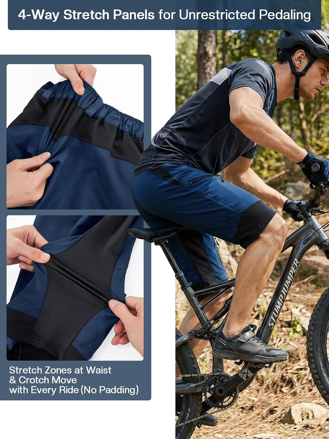 ARSUXEO Radhose Herren MTB Shorts ohne Polsterung Radfahren Shorts Klassisch Wasserdicht 1903 Dunkel