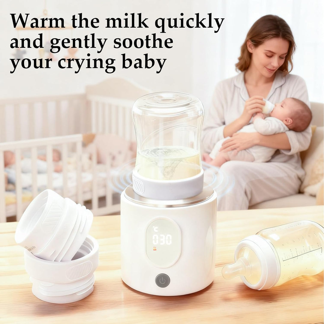 Flaschenwärmer Baby 4-in-1, Tragbarer Babykostwärmer mit Präzisionstemperatur (37°C) & 4 Modi, 360°