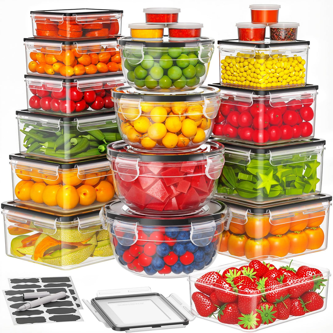 Wwtop 42er Frischhaltedosen mit Deckel, Vorratsdosen Set (21 Behälter + 21 Deckel), Meal Prep Boxen,