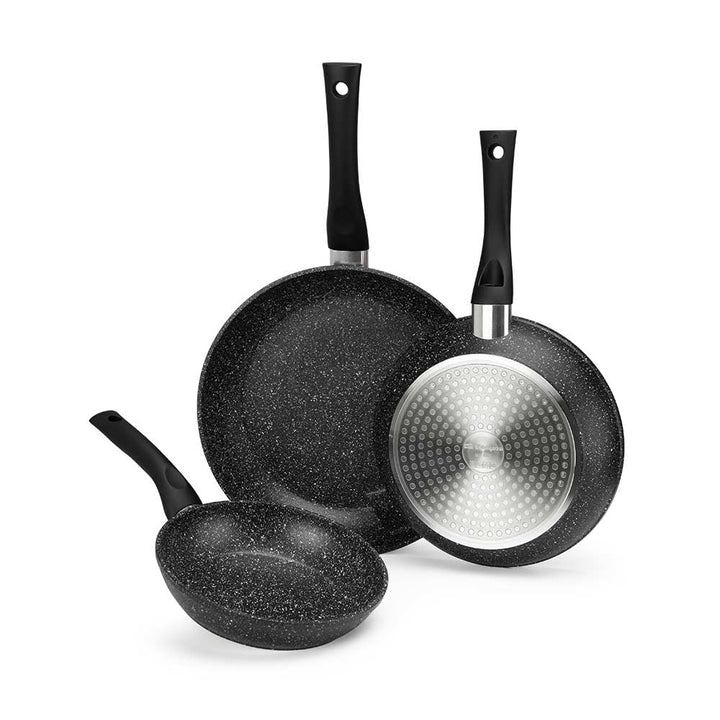 Orbegozo SFB 8300 - 3er-Set geschmiedete Aluminium-Bratpfannen, Durchmesser 18, 22 und 26 cm, antiha