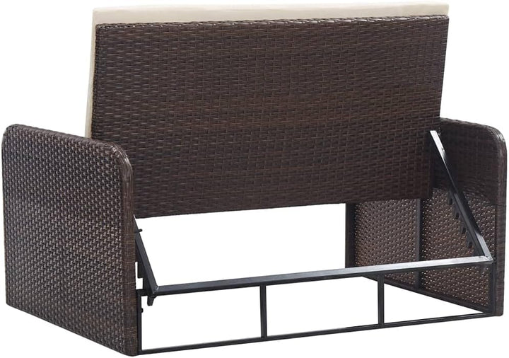 vidaXL Gartenmöbel 2-TLG. mit Auflagen Lounge Garten Sofa Fusshocker Hocker Sitzgruppe Gartenset Gar