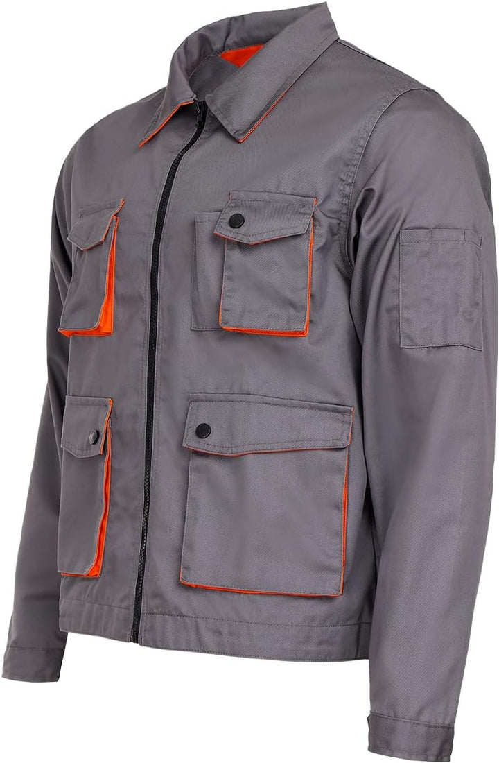 Desman - Multifunktionale Arbeitsjacke Männer Bundjacke - Grau/Orange 54, 54