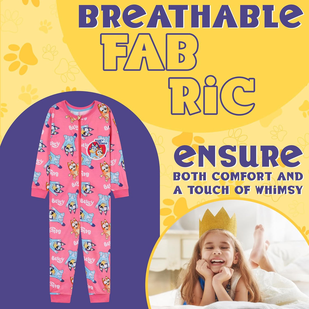 BlueY Mädchen Jumpsuit mit Bündchen an Ärmeln und Knöcheln, Warmer Schlafanzug Kinder, Kinder Rosa 2