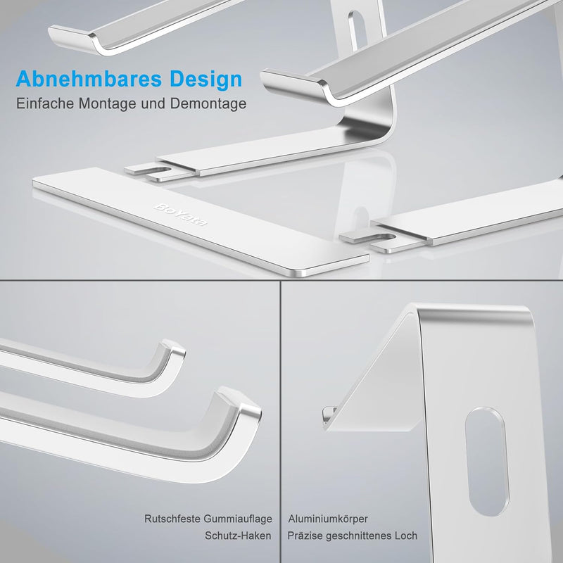 BoYata Laptop Ständer, Ergonomisch Aluminium Notebook Ständer, Tragbarer Belüfteter Laptop Halterung
