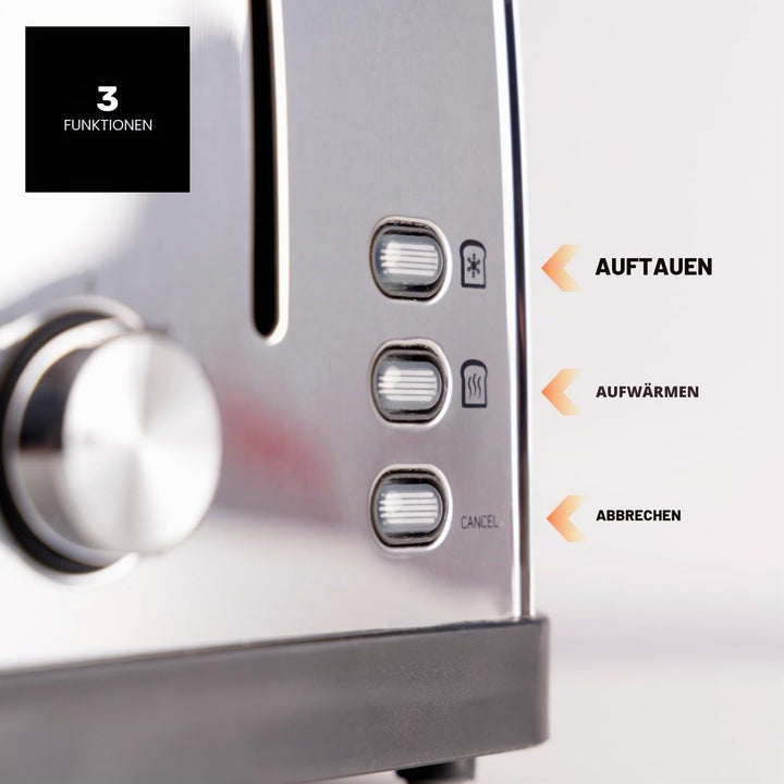 Taurus – Toaster Vintage Four 1900W | 4 Schlitze 135x35mm | 7 Bräunungsstufen | 3 Funktionen | 2 sep