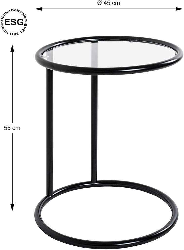 HAKU Möbel Beistelltisch, Metall, schwarz, Ø 45 x H 55 cm Ø 45 x H 55 Schwarz, Ø 45 x H 55 Schwarz