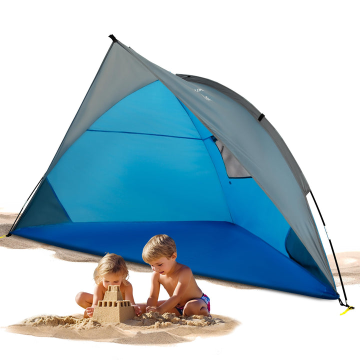 EXPLORER Reise Strandmuschel mit UV Schutz 80+ [240x125x125cm] kleines Packmass [9x32cm] leicht [1Kg