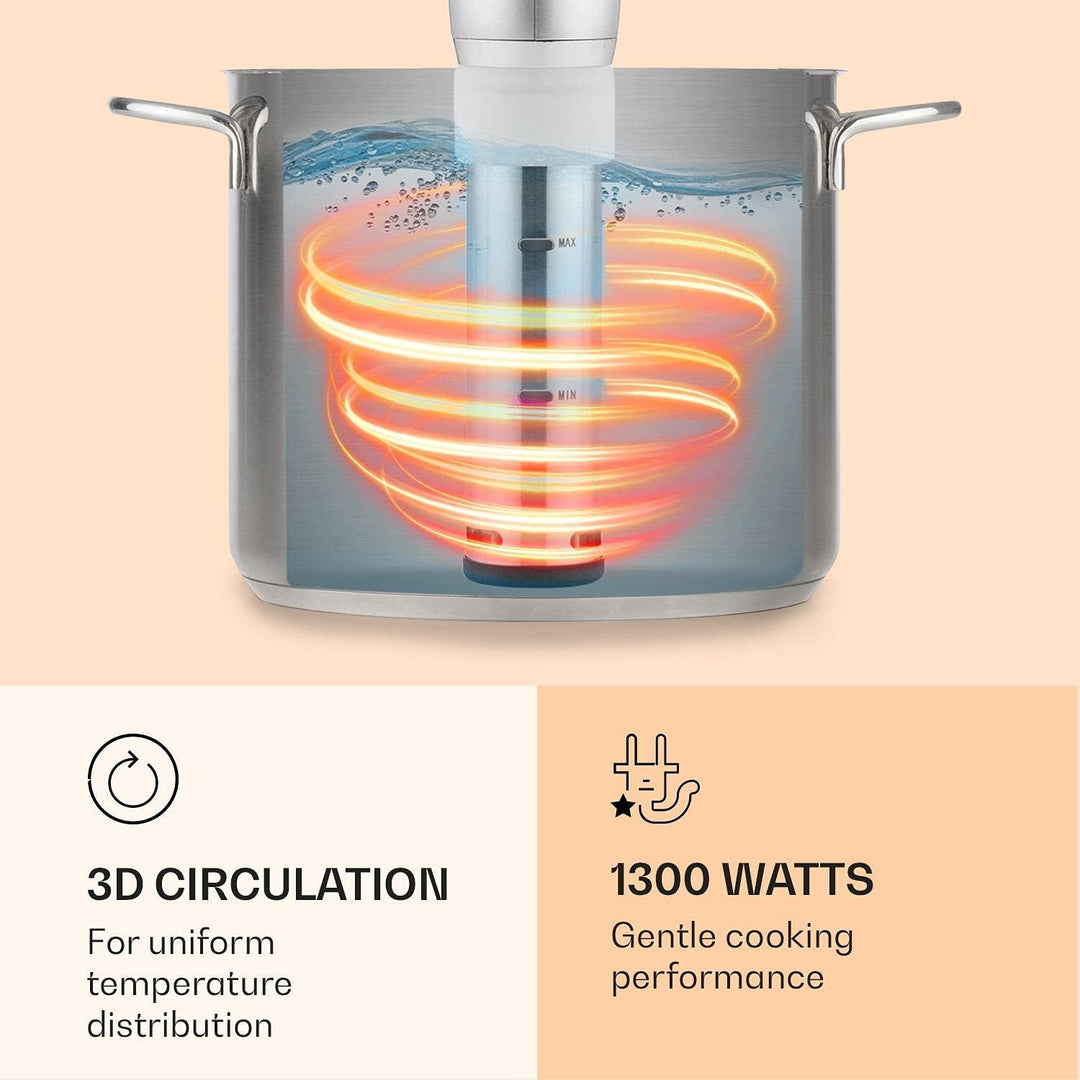 Klarstein Quickstick- Sous-Vide Garer, Präzisionskochtopf, Schongarer, 1300 Watt, Timerfunktion, 3D