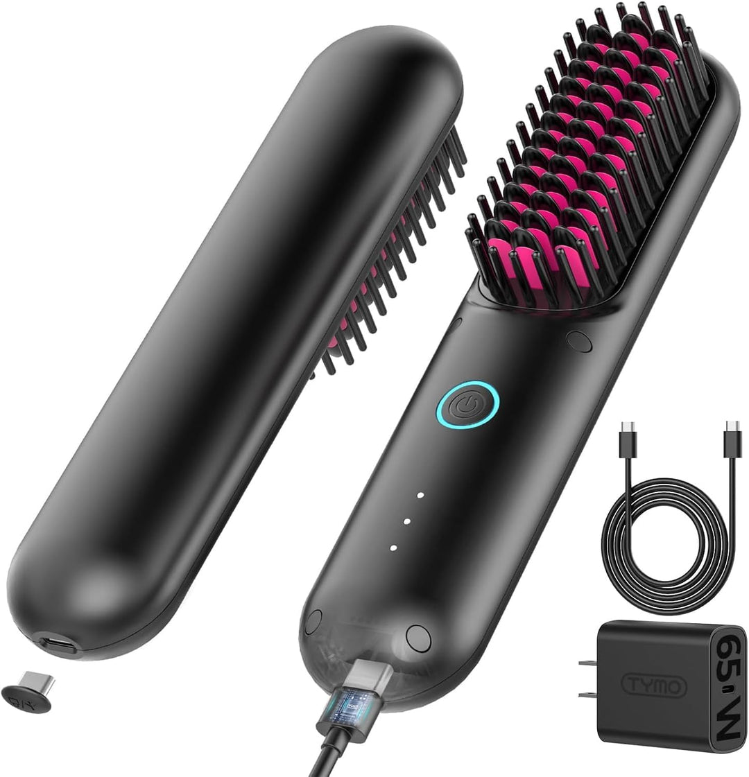 TYMO Porta Glättbürste Kabellose PRO, Mini-Haarglätterbürste, Tragbare Glättbürste für Reisen, Negat