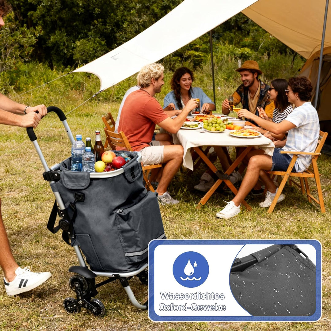 Sekey XXL Einkaufstrolley Treppensteiger mit 3 Rädern, Einkaufswagen für Camping und Einkäufe mit Hö