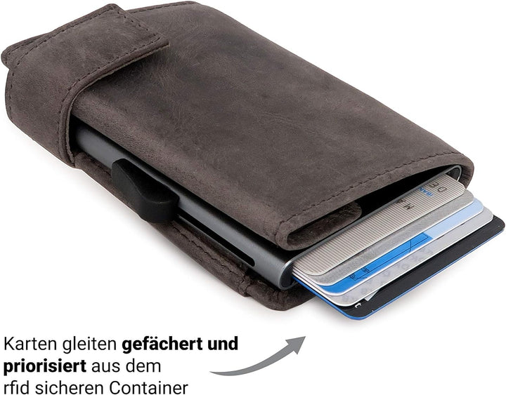 SecWal Kartenetui mit Münzfach Reissverschluss (Grau Hunter), Grau Hunter