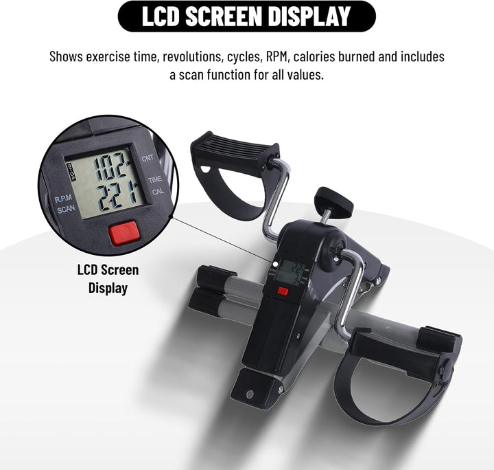 Endless Folding Pedal Exerciser with LCD Monitor | Black | Material: Alloy Steel | Mini Under Desk E