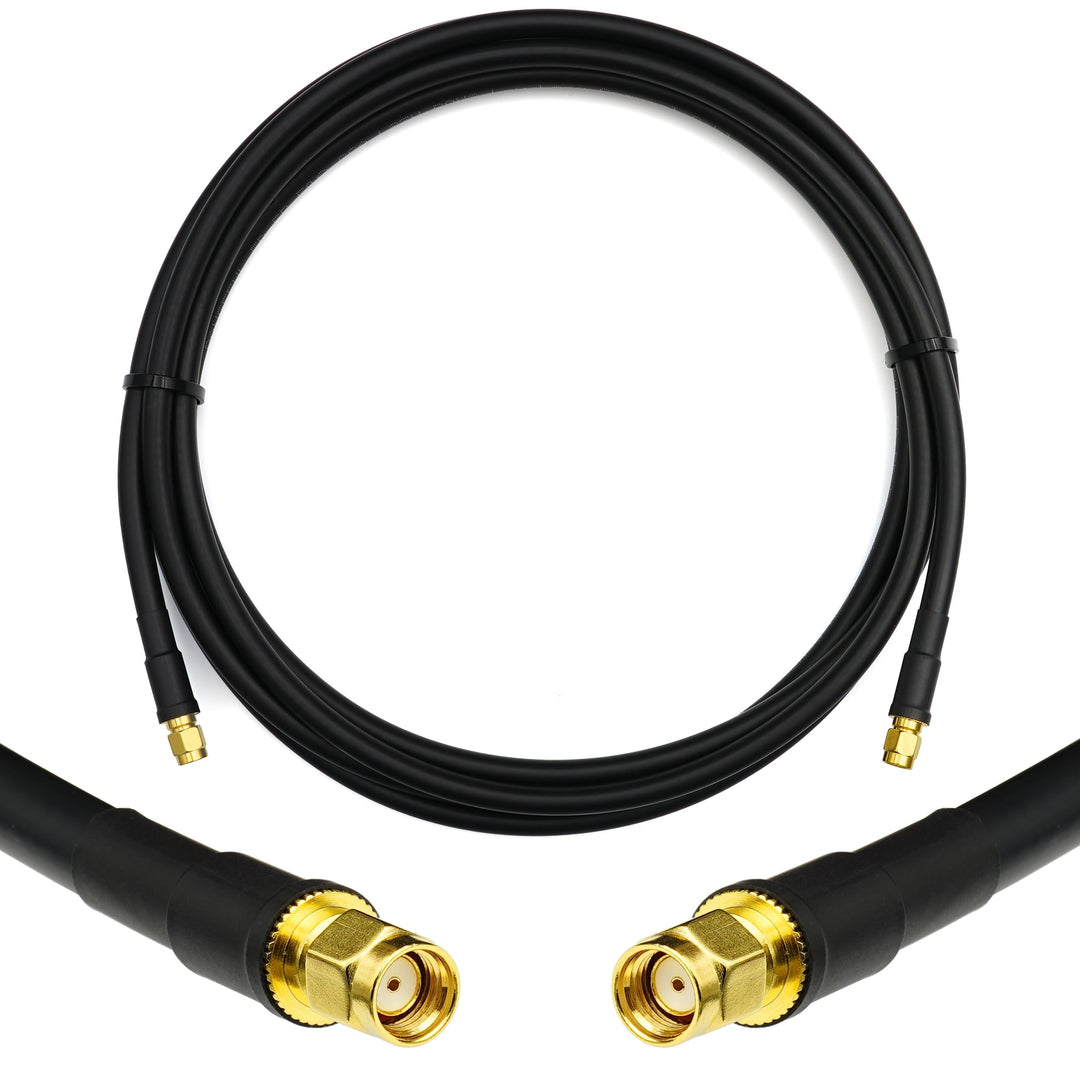 15m RP-SMA Stecker auf RP-SMA Stecker Koaxialkabel – 15 Meter 5D-FB Verlustarmes Antennenkabel Ø7.5m