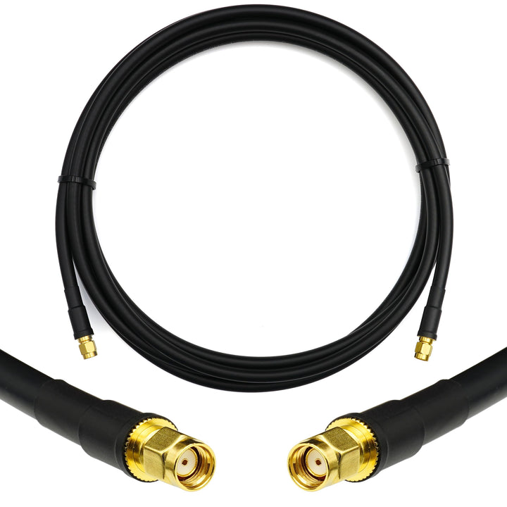 15m RP-SMA Stecker auf RP-SMA Stecker Koaxialkabel – 15 Meter 5D-FB Verlustarmes Antennenkabel Ø7.5m