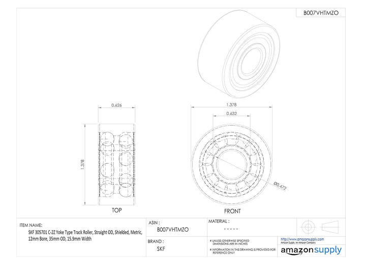 SKF 305701 C-2Z Radial-Kugellager, eckig, Stahl