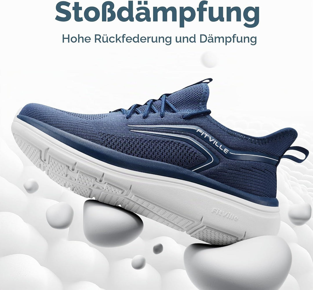 FitVille Extra Weit Laufschuhe Herren Gedämpft Joggingschuhe Helle Sohle Strassenlaufschuhe Atmungsa