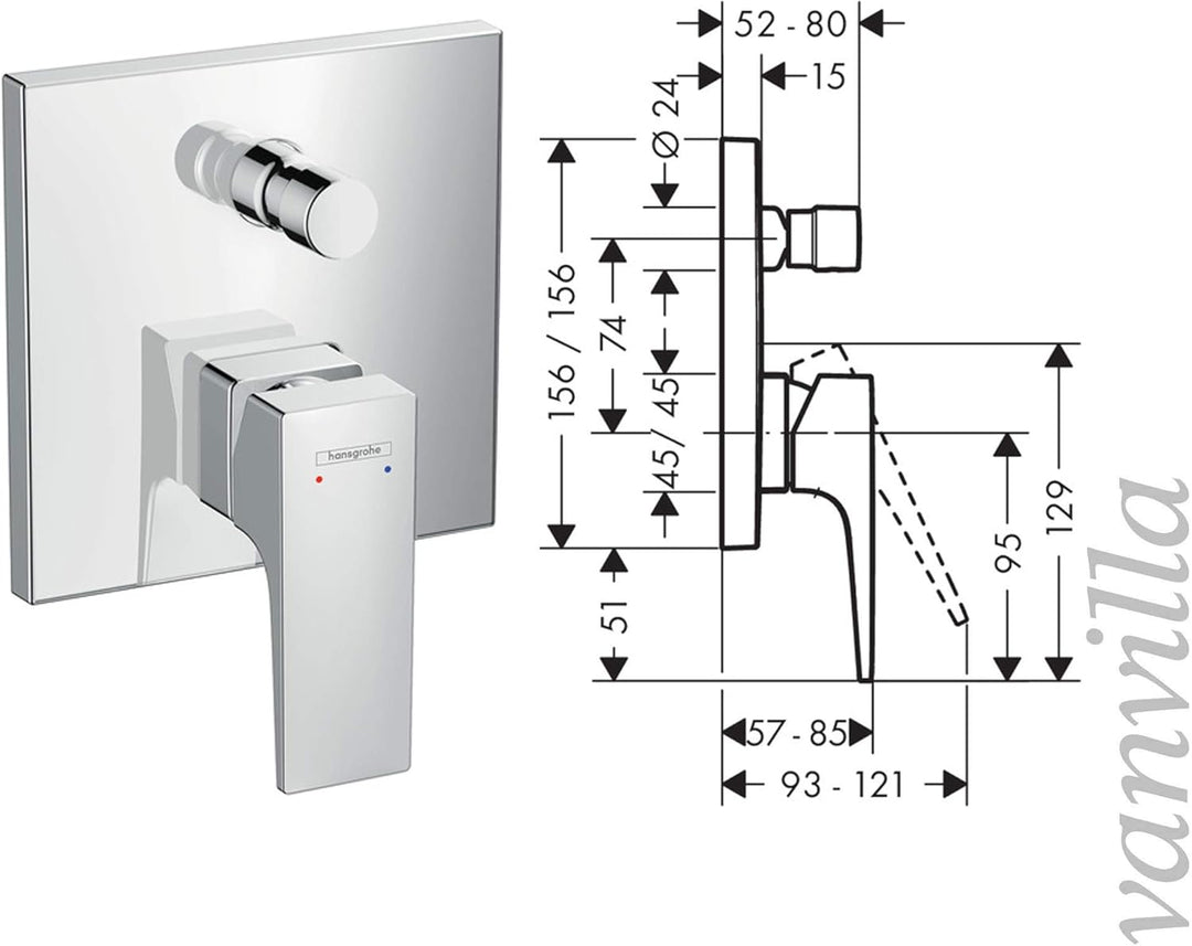 vanvilla Duschsystem mit Unterputz Duscharmatur von Hansgrohe Metropol Einhebelmischer und vanvilla