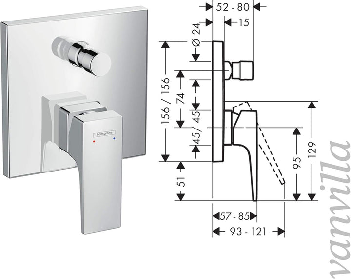 vanvilla Duschsystem mit Unterputz Duscharmatur von Hansgrohe Metropol Einhebelmischer und vanvilla