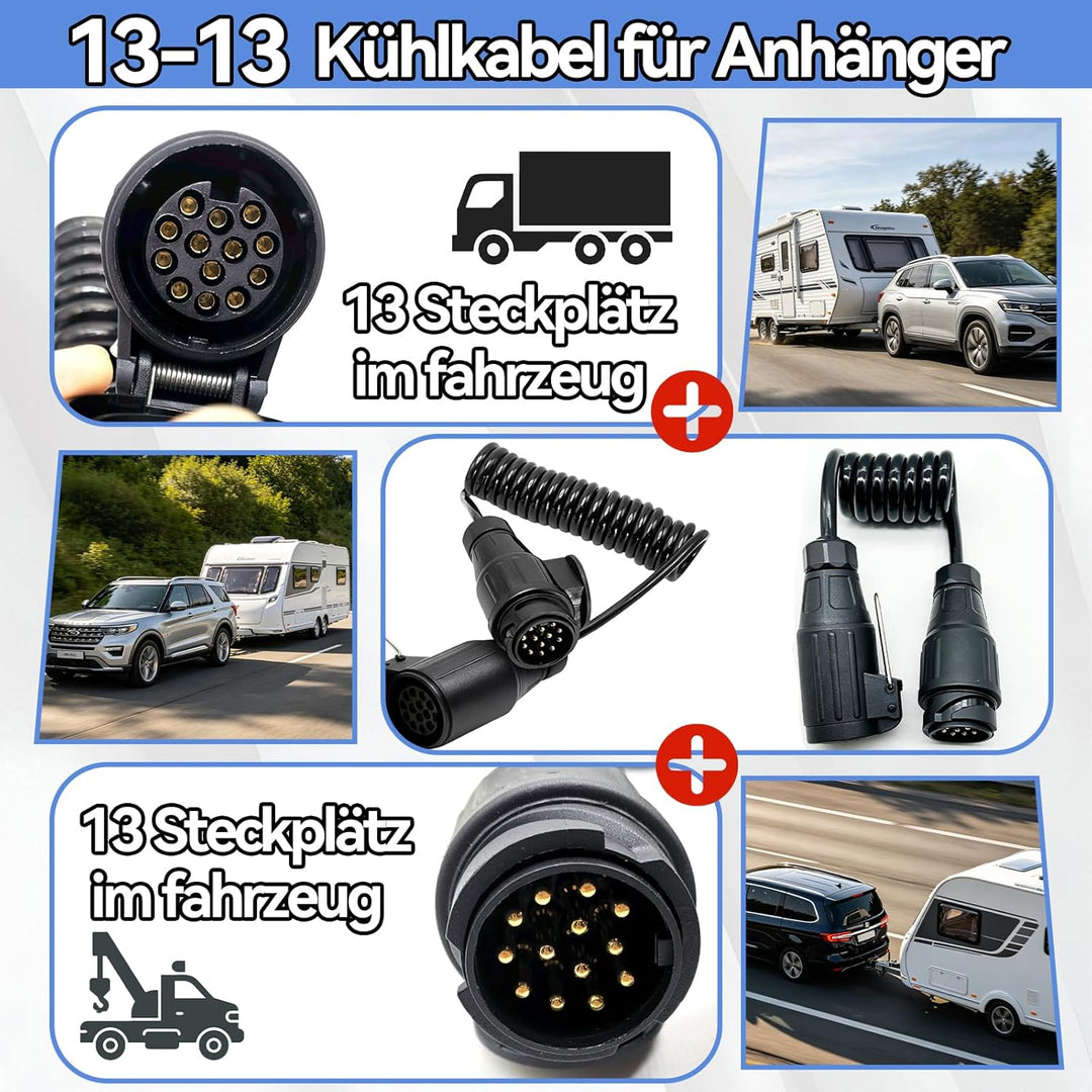13-polig Spiralkabel Verlängerungskabel, 13 polig auf 13-polig Adapter Stecker Männlich Weiblich, 1.