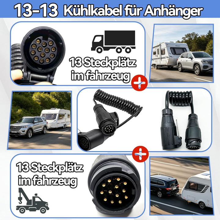 13-polig Spiralkabel Verlängerungskabel, 13 polig auf 13-polig Adapter Stecker Männlich Weiblich, 1.