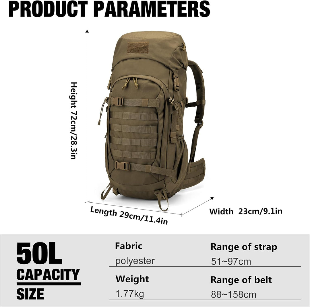 Mardingtop 50/60 Liter Erwachsene Taktischer Trekkingrucksacke Rucksack Outdoor Wanderrucksäcke Khak