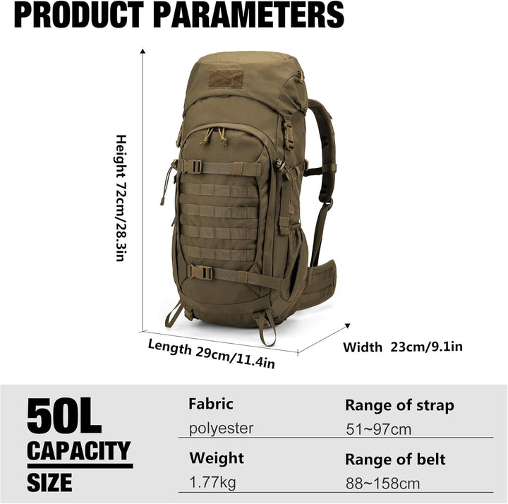 Mardingtop 50/60 Liter Erwachsene Taktischer Trekkingrucksacke Rucksack Outdoor Wanderrucksäcke Khak