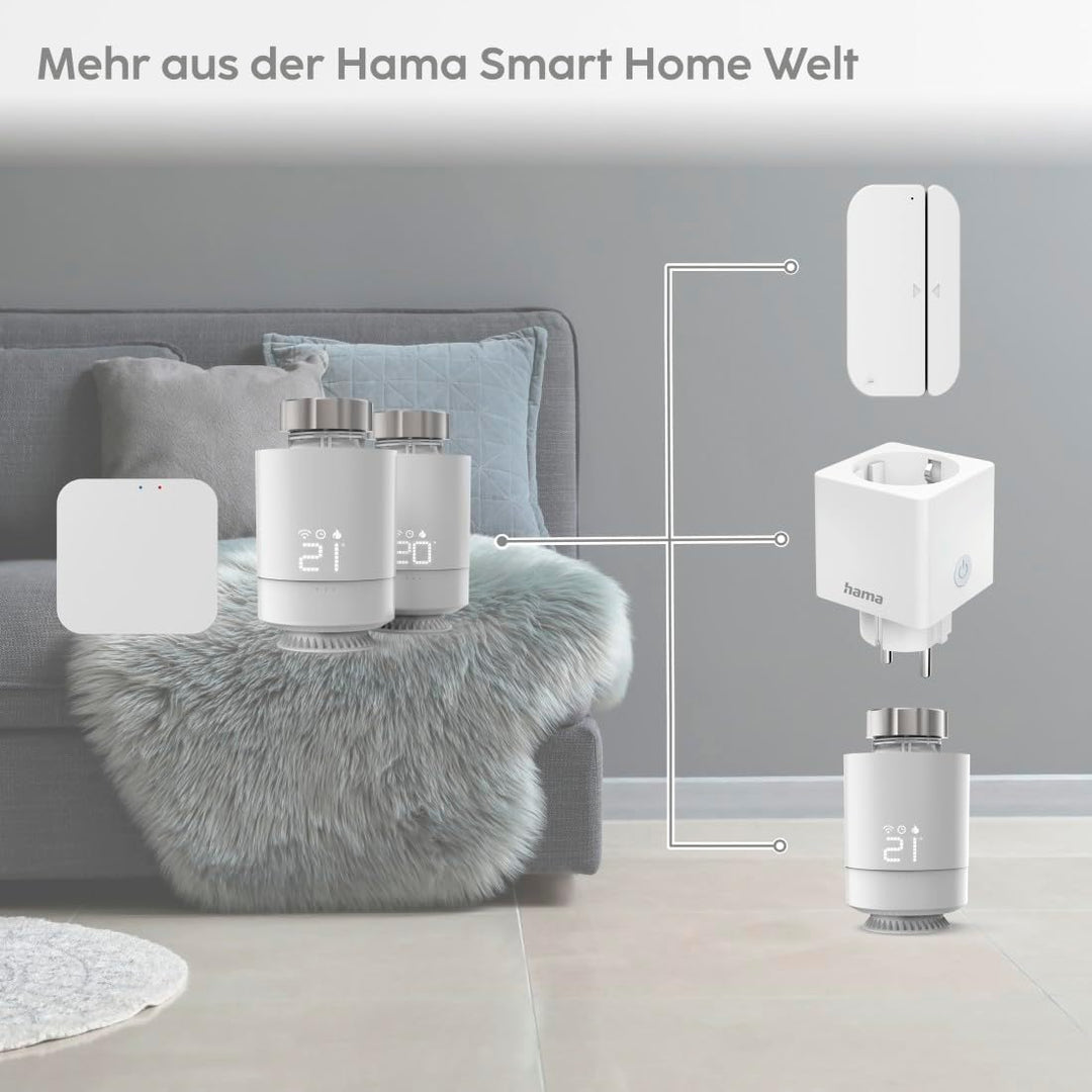 Hama Heizkörperthermostat, Starter-Set 2 St. mit Hub (Heizungssteuerung WLAN, Smart Home Heizungsreg