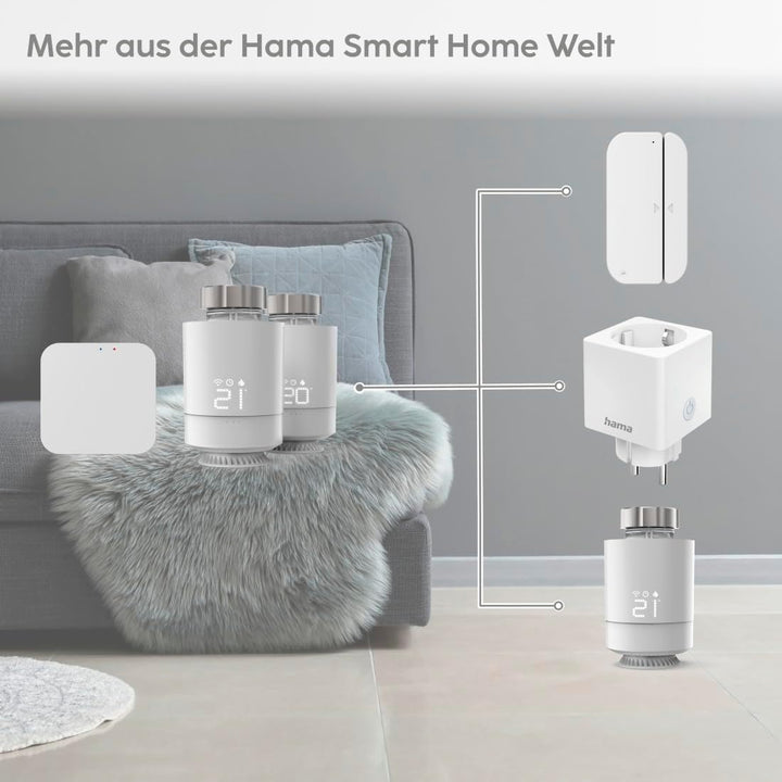 Hama Heizkörperthermostat, Starter-Set 2 St. mit Hub (Heizungssteuerung WLAN, Smart Home Heizungsreg