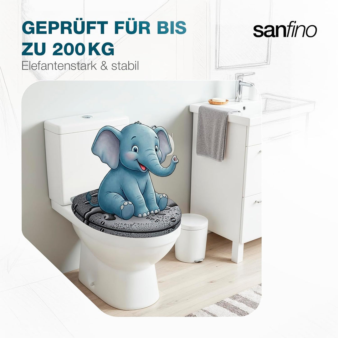 SANFINO® Premium WC Sitz mit Absenkautomatik – hochwertige Toilettendeckel aus Holz, viele bunte Mot