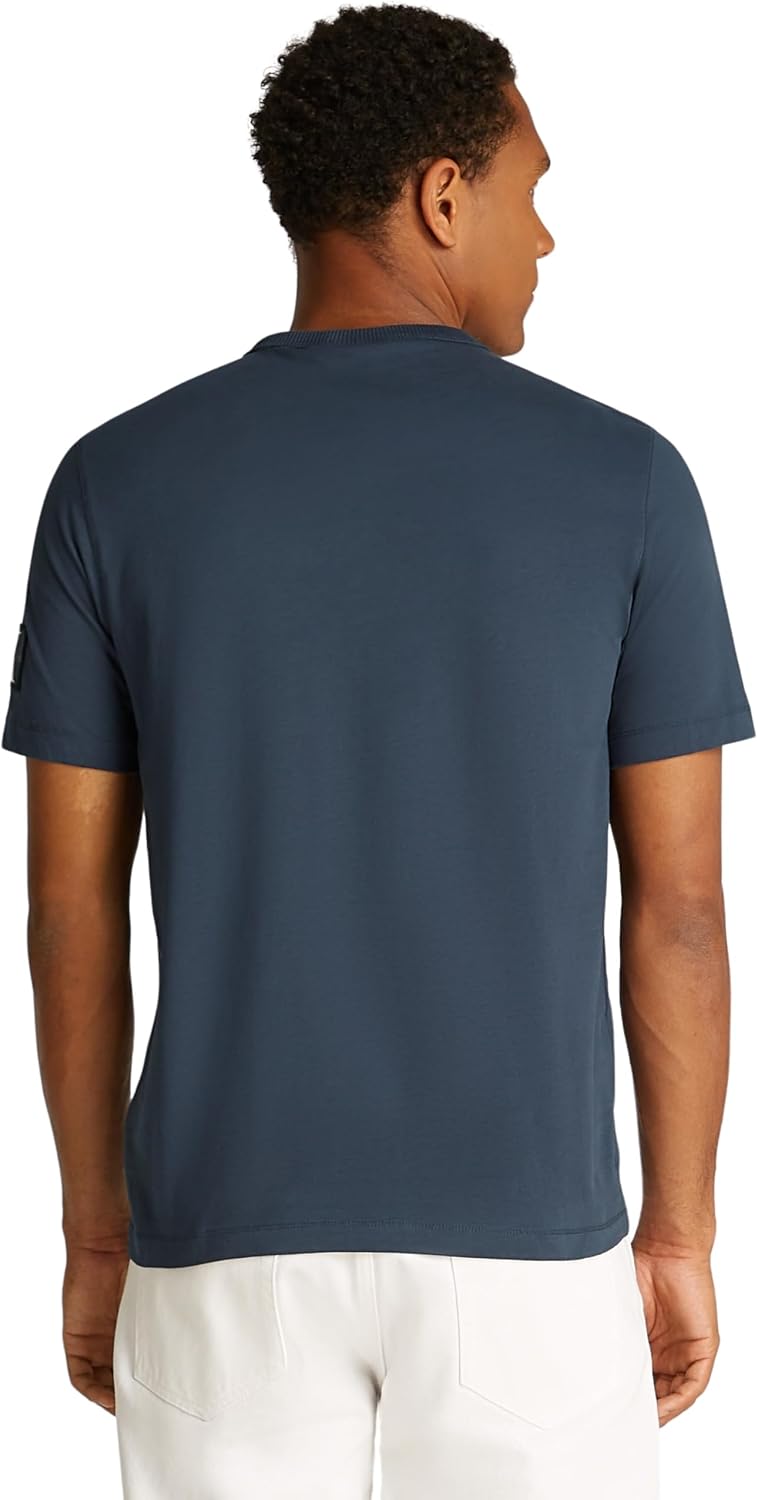 Calvin Klein Herren T-Shirt Kurzarm Regular Tee mit Logo-Badge XXS Blue (Ink), XXS Blue (Ink)