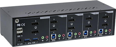 InLine 63654I KVM Desktop Switch, 4-fach, Dual-Monitor DisplayPort 1.2, 4K, USB 3.0, Audio