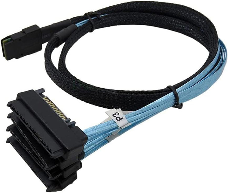 NFHK Internal 36 Pin Mini SAS SFF-8087 Host to 4 SFF-8482 Target SAS Hard Disk and SATA Power Cable