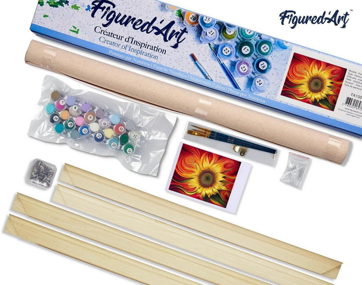 Figured'Art Malen Nach Zahlen Erwachsene Mit Rahmen Künstlerische Sonnenblume - Paint by Numbers Bas