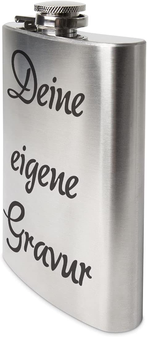 Edelstahl Flachmann 237 ml silber inkl. individuelle Gravur in Schwarz von Paule Black - personalisi