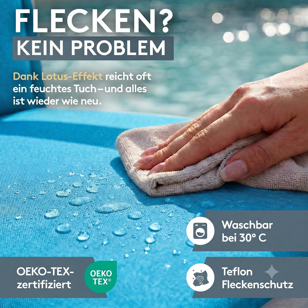 LILENO HOME Gartenstuhl Auflagen als [1er Set - Hochlehner] in Aqua Uni - Bequeme Liegen als Sitzauf