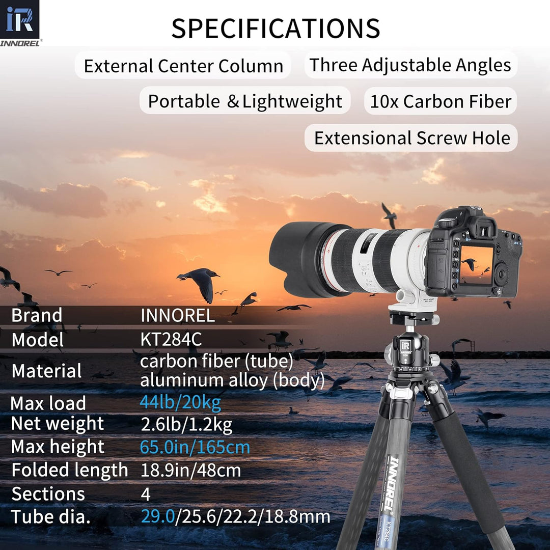 Karbonfaser-Stativ-INNOREL KT284C Super tragbares Reisestativ für DSLR-Kamera Robuster kompakter Stä