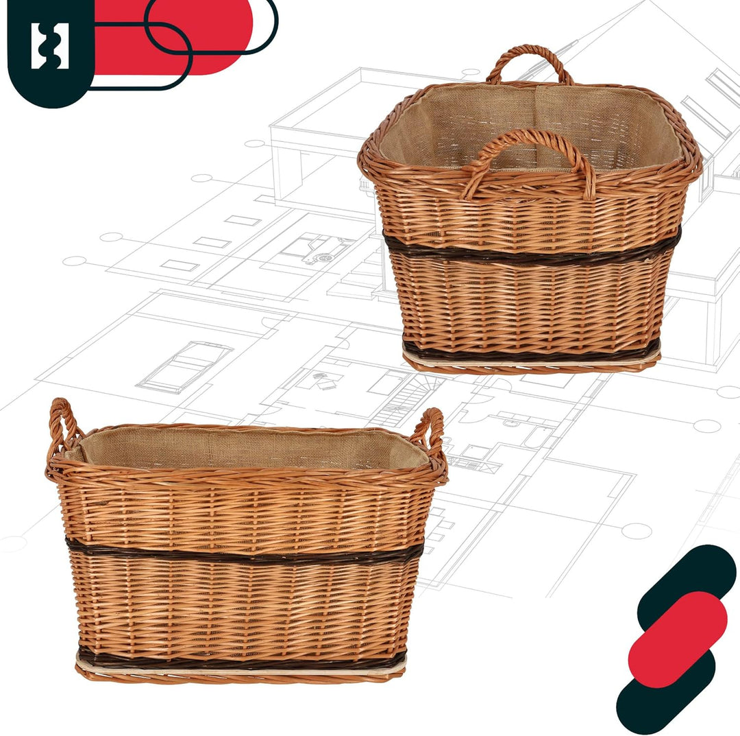 KOTARBAU® Weidenkorb für Brennholz - Holzkorb für Kaminholz - Erntekorb - 55x45 cm - Kaminholzkorb m